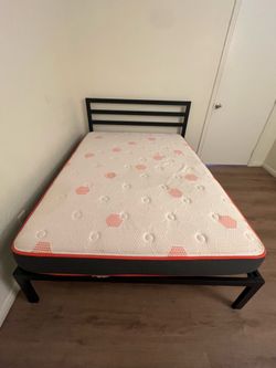 Queen bed frame and mattress