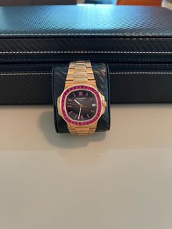 Patek Factory Ruby Dial Rose Gold Cartier Skeleton