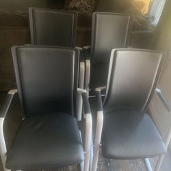 4 Black Leather Chairs 