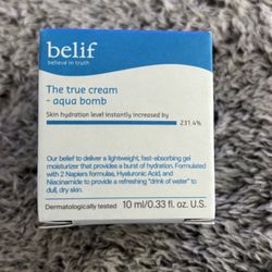 NEW BELIF THE TRUE CREAM-AQUA BOMB HYDRATING MOISTURIZER $4!