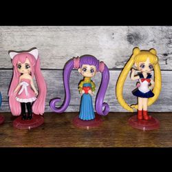 6pcs Set Sailor Moon Anime Cute Mini Figures Toys Birthday Party Cake Topper