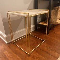 Side Tables (2) - Gold and Stone - Metal