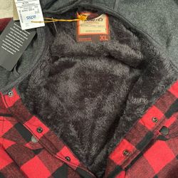 Red and black button up 