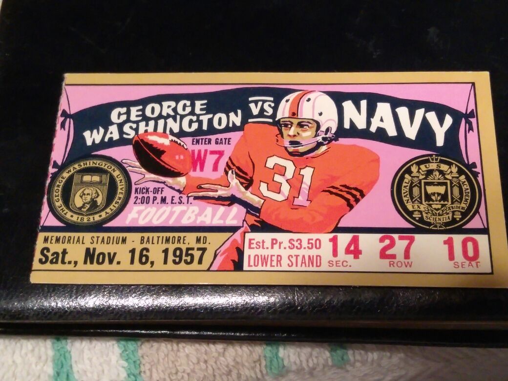 George Washington vs Navy 1957 ticket