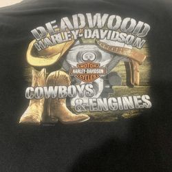 Awesome Deadwood Harley Davidson T-Shirt Cowboys And Engines 2009 (XL) Deadwood South Dakota