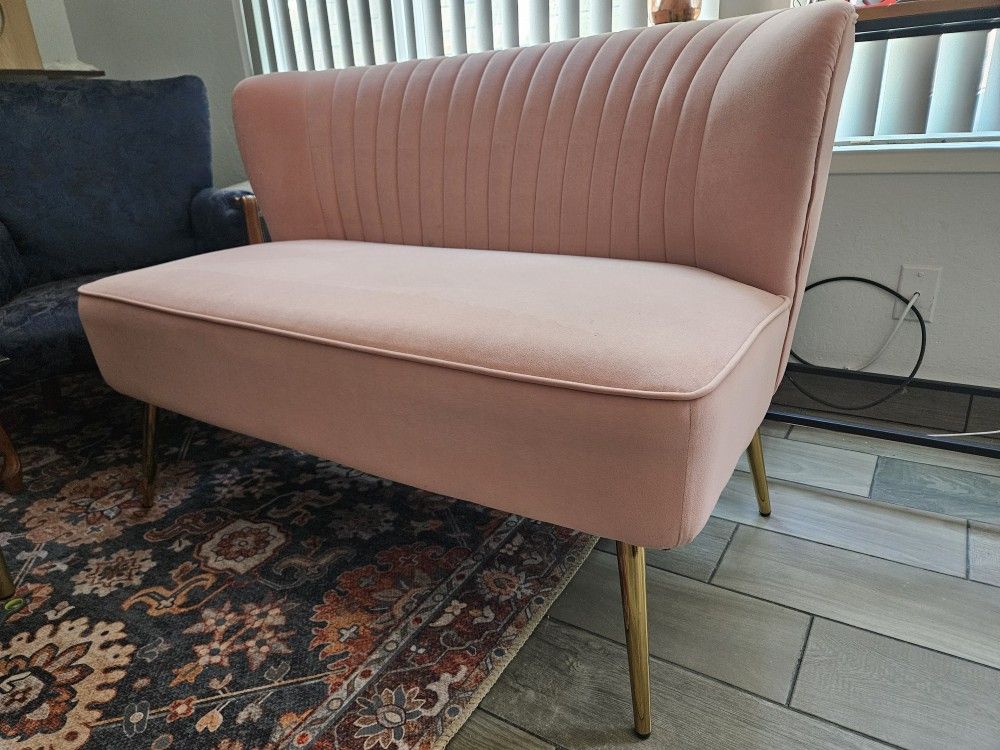 Pink Velvet Loveseat