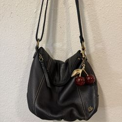 Vintage Black Leather The Sak Crossbody Bag