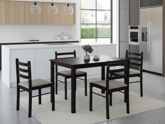 5-PCS Dining Set Dinette Table and Chairs Espresso Brown