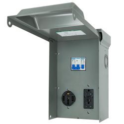 Temporary Power Outlet Panel, RV Pedestal Electrical Panel, 20 30 50 Amp RV Breaker Panel Box,Prewired and Unmetered, Weatherproof (20, 50 Amp)