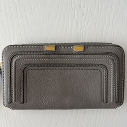 Designer Chloé Marcie Gray Long Zip Wallet - Originally $690