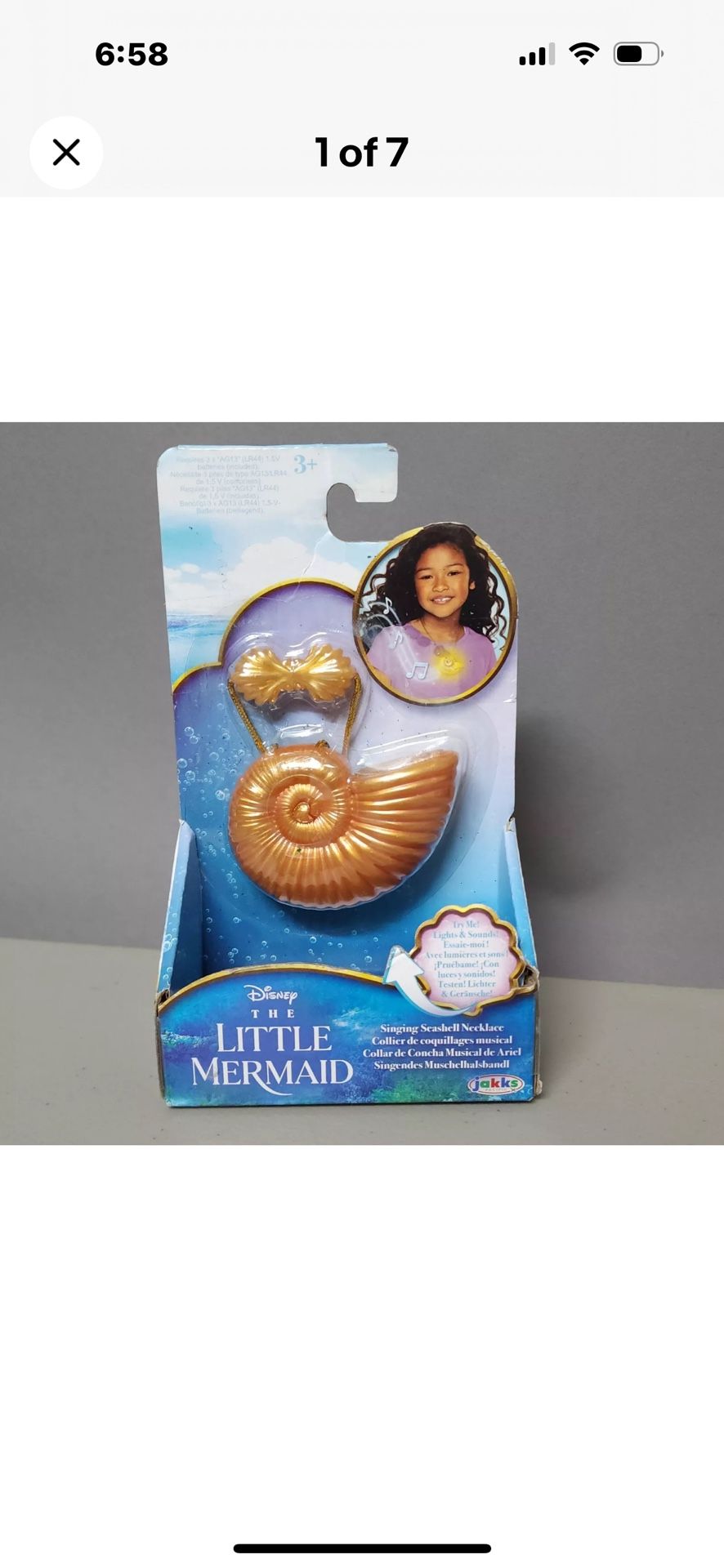 🆕 Disney The Little Mermaid Ariel Singing Seashell Necklace Lights-Up