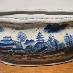 Antique Vintage Porcelain China Blue White Willow