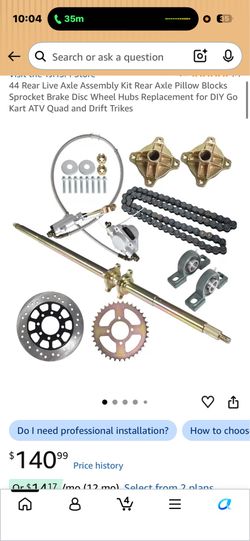 44” Rear Live Axle Kit – Go Kart / Drift Trike / ATV – New/Open Box