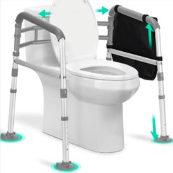 Toilet Safety Rails for Seniors, Adjustable Height & Width Toilet Safety Frames with Handles