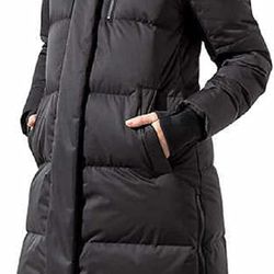 Mid-length Black Down Fill Parka Puffer Coat Size XL