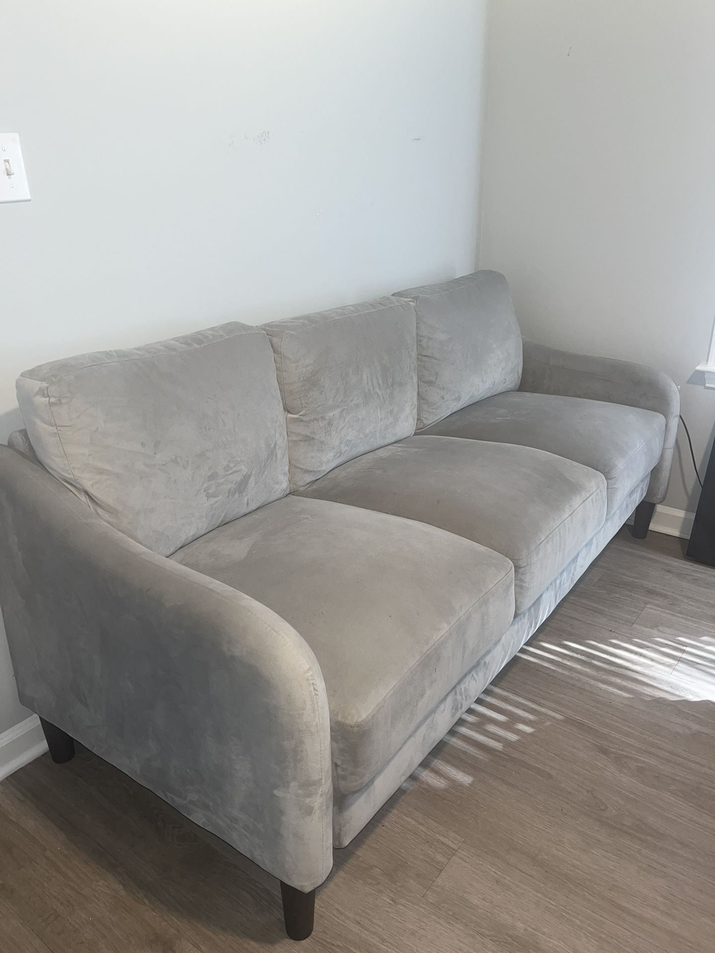 Small Grey velvet 3 Seater Sofa