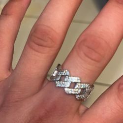 Moissanite Silver Cuban Ring & Cuban Bracelet 