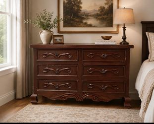 Vintage Solid Wood 6-Drawer Dresser – Traditional Bedroom Chest