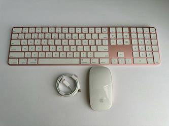 Apple Magic Keyboard with Touch ID and Numeric Keypad & Apple Magic Mouse 2 - Pink - Wireless - Lightning