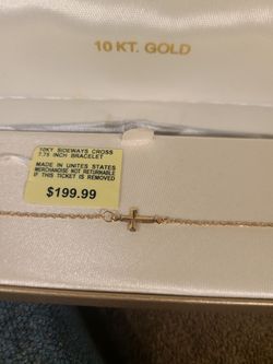 10k yellow gold cross bracelet 7.75"