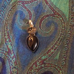 black agate sterling silver pendant