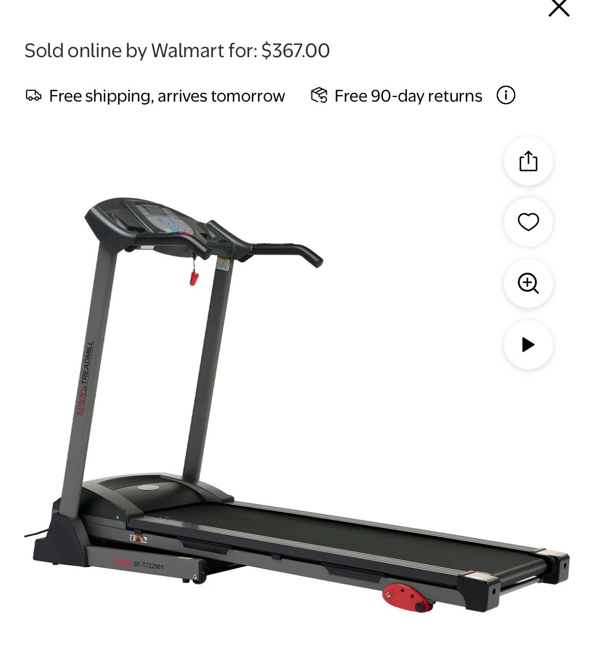 Sunny Health & Fitness Foldable Electric Smart Treadmill with Adjustable Incline and Smart Bluetooth & Free SunnFit App - SF-T722901