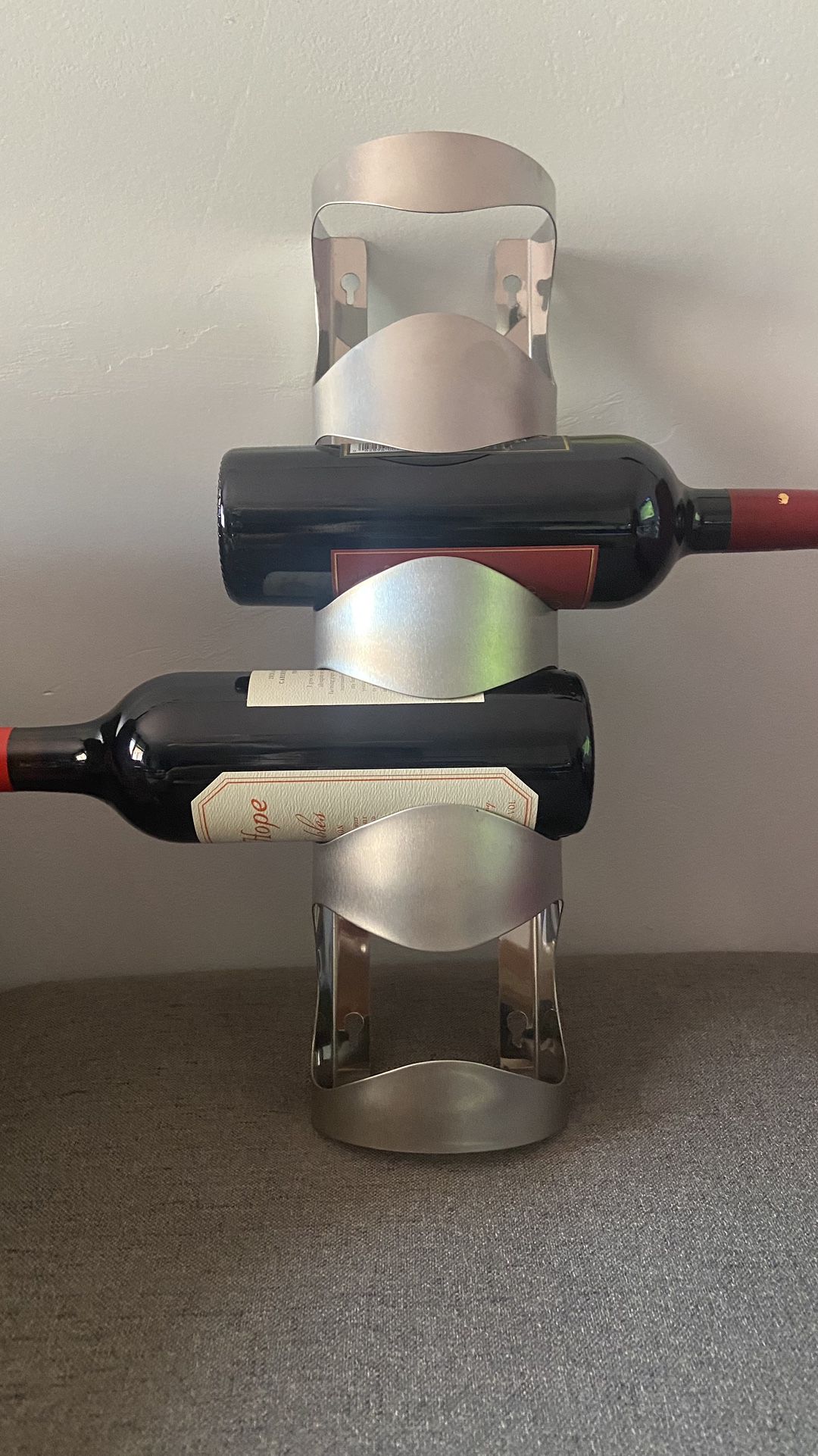 IKEA STAINLESS STEEL 4 BOTTLE WALL MOUNTED WINE RACK # 300.557.60