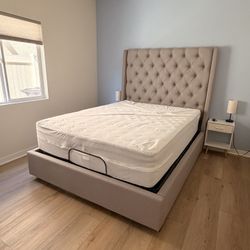Tufted Upholstered Bed frame and Mattress 