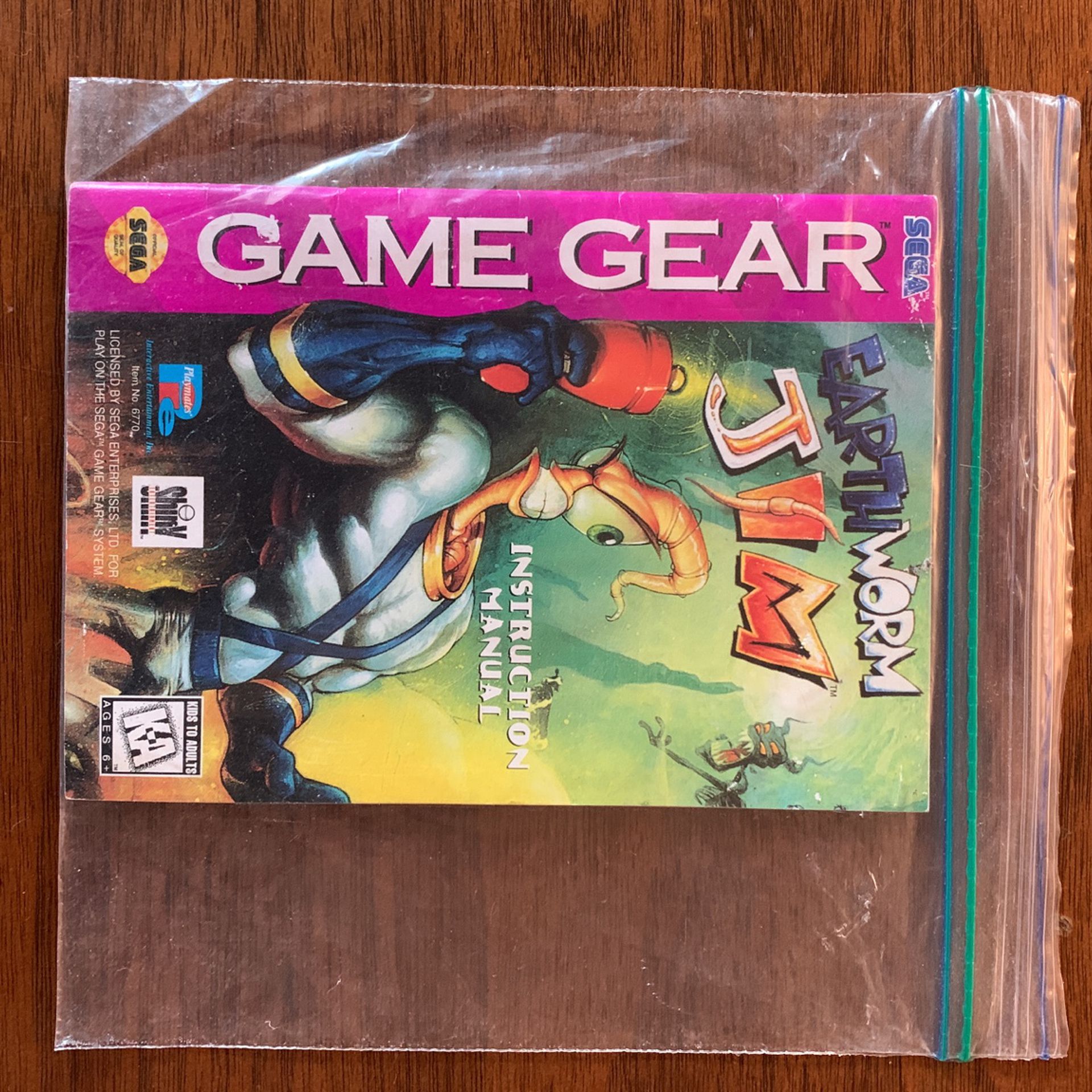 Earthworm Jim SEGA Game Gear Instruction Manual