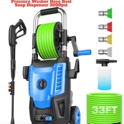 New Portable Electric Pressure Washer Hose Reel Soap Dispenser Tools 3000psi