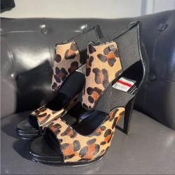 Calvin Klein Cheetah Print Fur Strapped Heel Shoes (NWT)