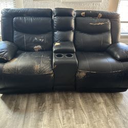 Free Leather Reclining  Loveseat