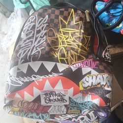 Leather Grafitti Backpack