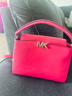Michael Kors Karlie Coral Pink Leather Satchel Shoulder Bag