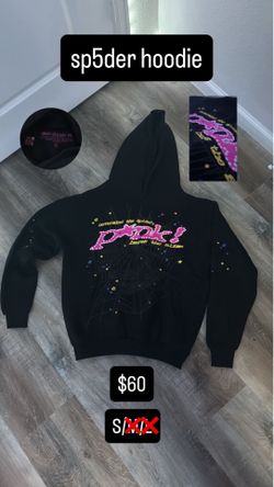 sp5der Men's Black Hoodie Regular Size Small