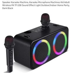 Portable Karaokee Machine 2 Microphones, Outdoor Bluetooth Speaker Karaoke Machine, Karaoke Microphone Machines Kid Adult Wireless PA TF USB Sound Eff