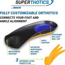 Superthotics Customizable Orthotic Inserts Arch Support Shoe Insoles for Men & Women, Align The Body to Relieve Plantar Fasciitis, Foot, Hip, Knee & B