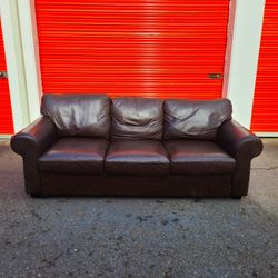 Brown Leather Couch - Free Delivery