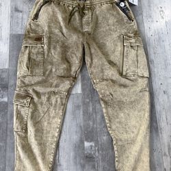 Prps Cargo Pants Drawstring Stonewash Mens Size 2XL Khaki Brand NEW