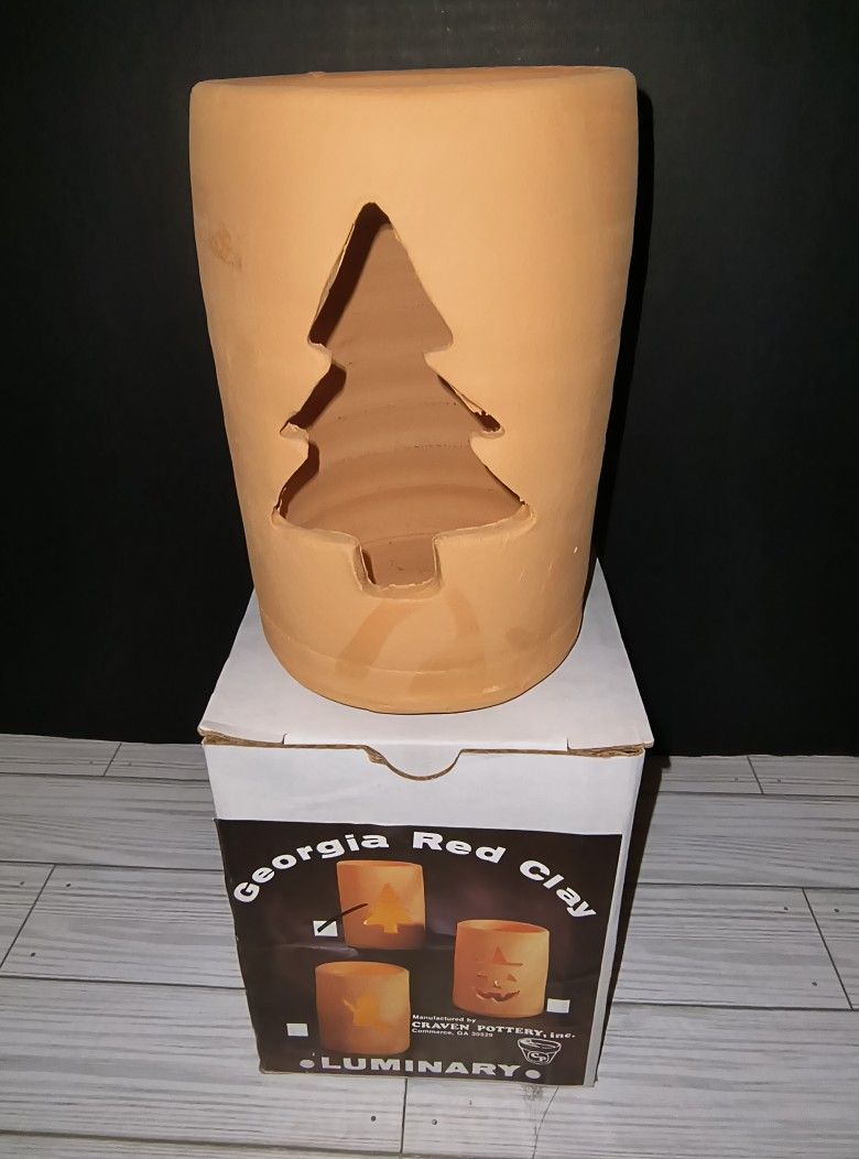 Vintage Craven Pottery Georgia Red Clay Luminary Christmas Tree Holiday Decor