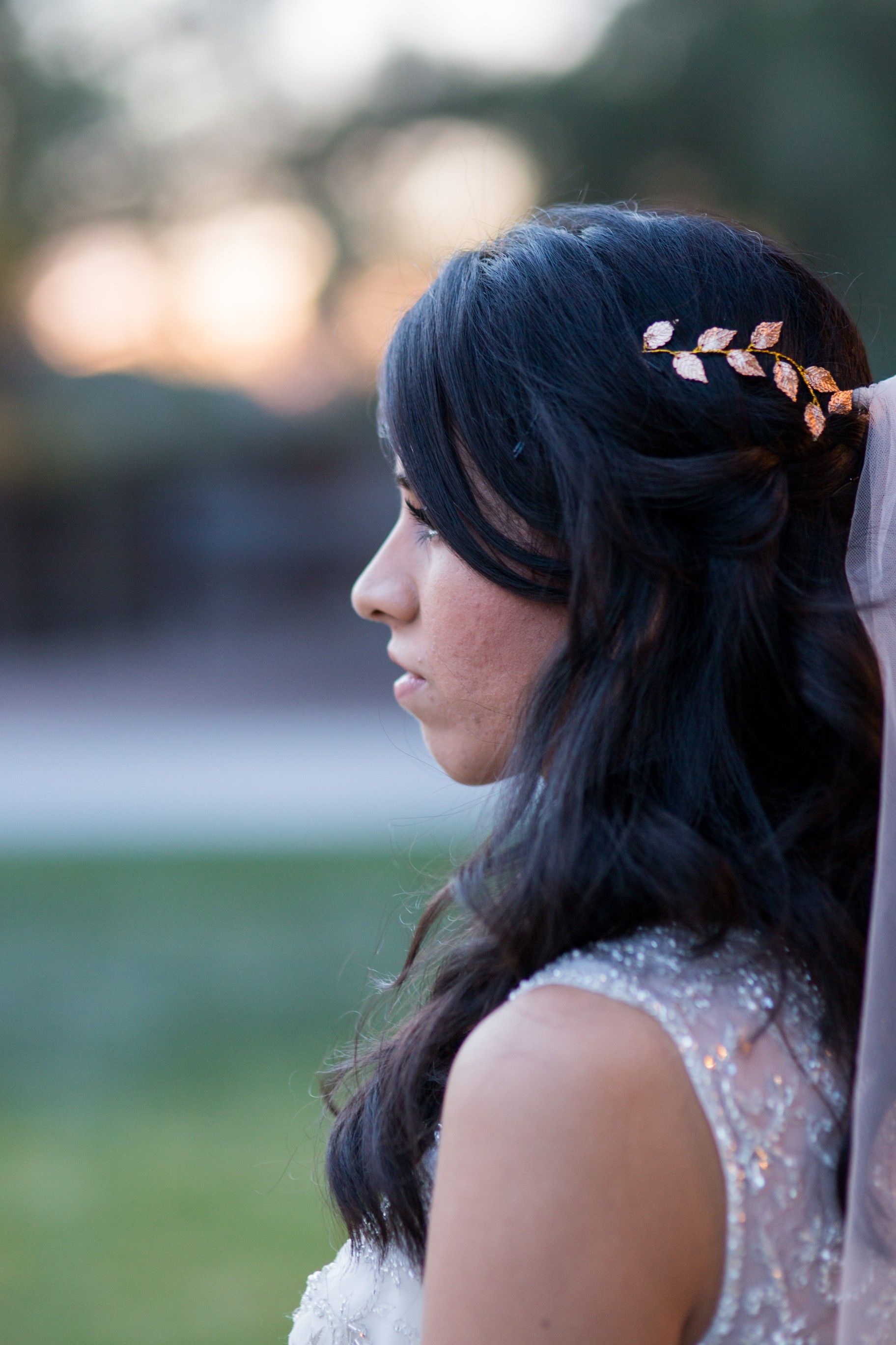 Wedding headband Hair peice Gold Leaf