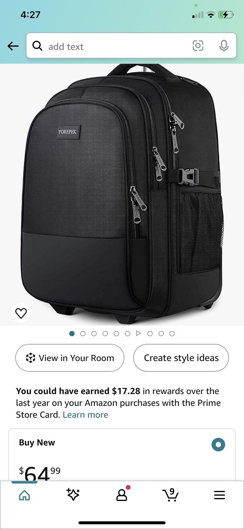 YOREPEK large Rolling Backpack