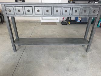 60" Narrow Console / Entryway Table with drawers - Gray Wood
