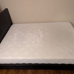 Wooden Bed Frame + Mattress (Full Size)