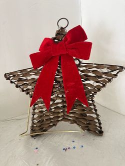 Holiday Tree Topper Wood Star with Lights, 10 Inches
