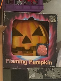 Flaming pumpkin decor