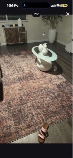 Abstract Area Rug – Blush and Gray
