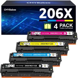 CMYBabee Compatible Toner Cartridge Replacement for HP 206X 206A for Color Laserjet Pro MFP M283fdw M283cdw M283fdn M282mw Pro M255dw M255nw M283 M255