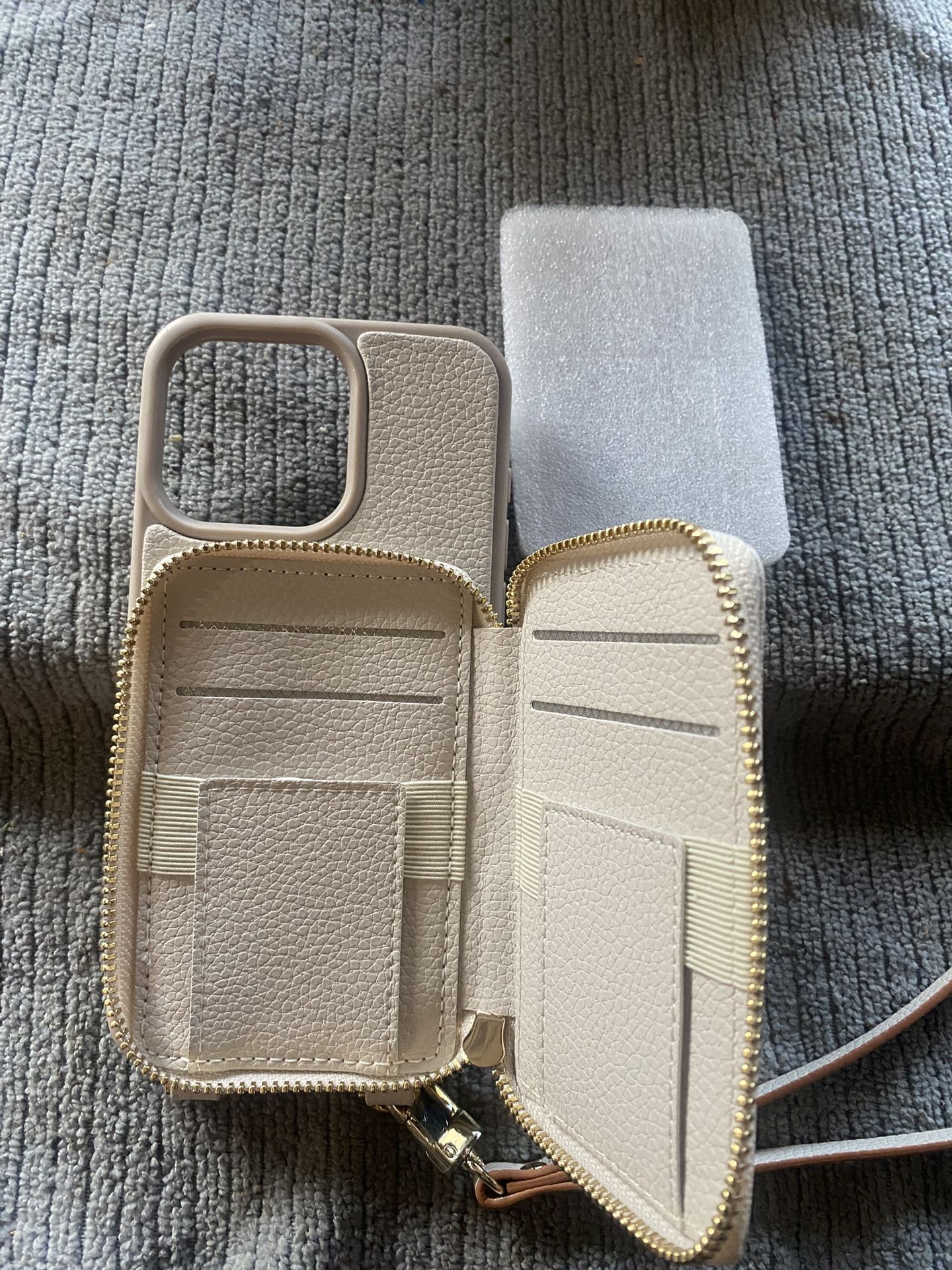 ZVE Wallet/Phone Case 6.1" Beige; Zipper iPhone 6s