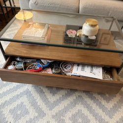 West Elm Glass Top Coffee Table